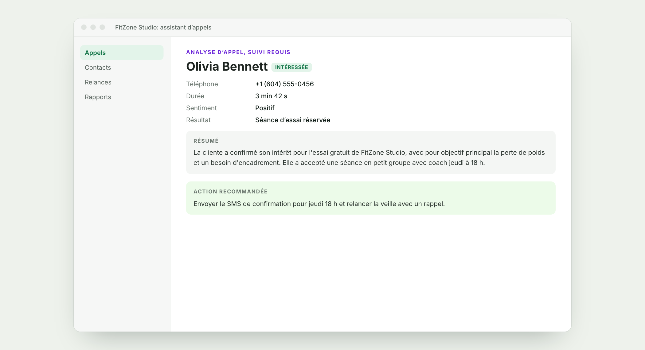 L'analyse de l'appel
