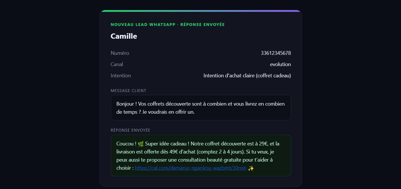 La réponse au client